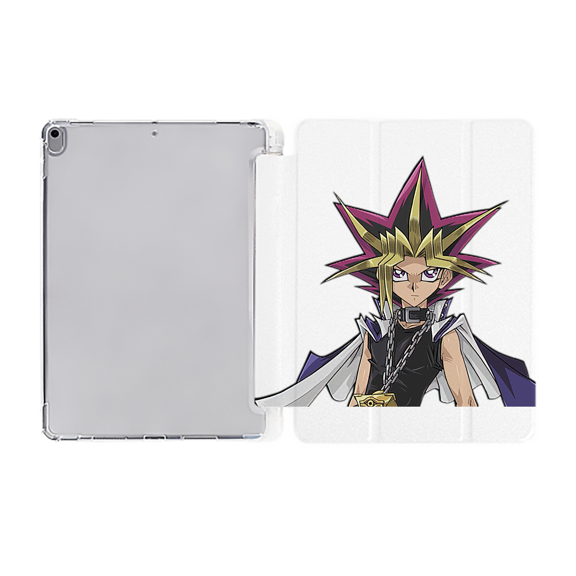 （画像用） 遊☆戯☆王 Yu-Gi-Oh! IPad ケース ペン収納付き 三つ折りスタンド PUレザー×シリコン 対応機種9.5/10.5/10.9インチ